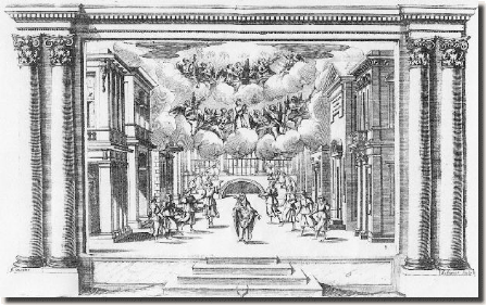 Incisione di François Collignon - Finale III atto - Religione, coro di virtù, coro di angeli (da Stefano Landi - Il Sant'Alessio - in Roma appresso Paolo Masotti 1634 - codice BAV Barberini N. XIII.199) finaleiiiatto