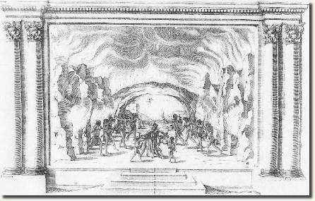 Incisione di François Collignon - I - 4 Inferno (da Stefano Landi - Il Sant'Alessio - in Roma appresso Paolo Masotti 1634 - codice BAV Barberini N. XIII.199) inferno